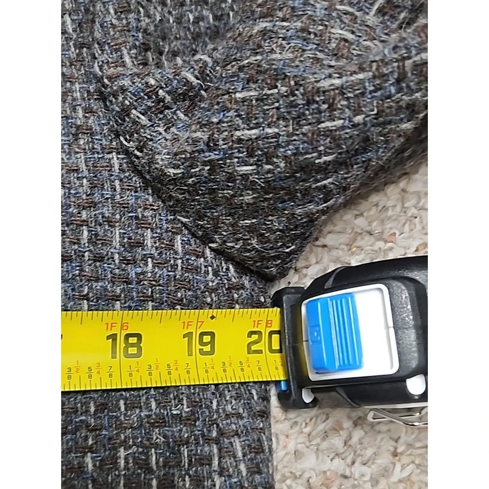 Vintage 80s 90s Gap Wool Tweed Single Button Blazer Gray Brown Blue Textured 40R